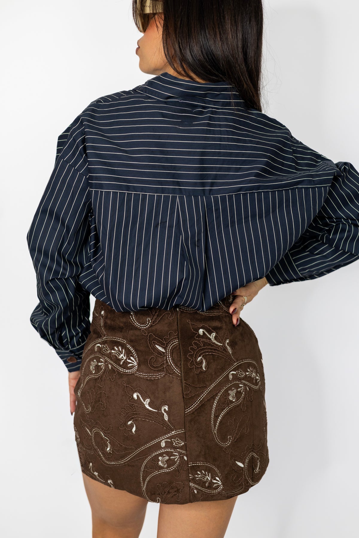 camicia ricamo blu