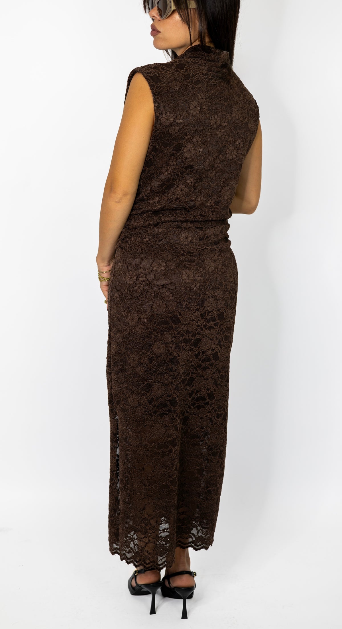 midi drap dress floccato