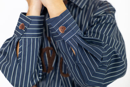 camicia ricamo blu